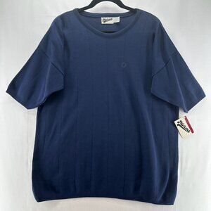 Merona Sweater Womens Sz L Oversized Tunic Top Short Sleeve Pullover Cotton Blue